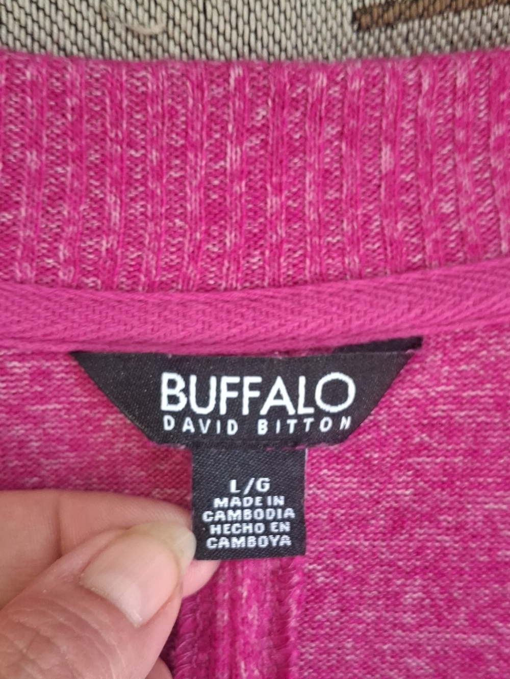 Buffalo David Bitton V-Neck Sweater in Raspberry Pink - Picture 3 of 3